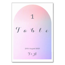 の結婚Bohoアーチピンク薄紫グラデーションテーブル番号 テーブルナンバー