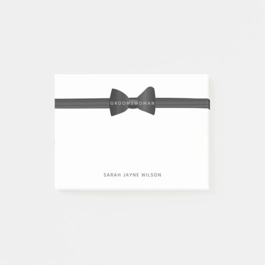 の結婚Bow Tie Groomswoman Post it Notes ポストイット (正面)