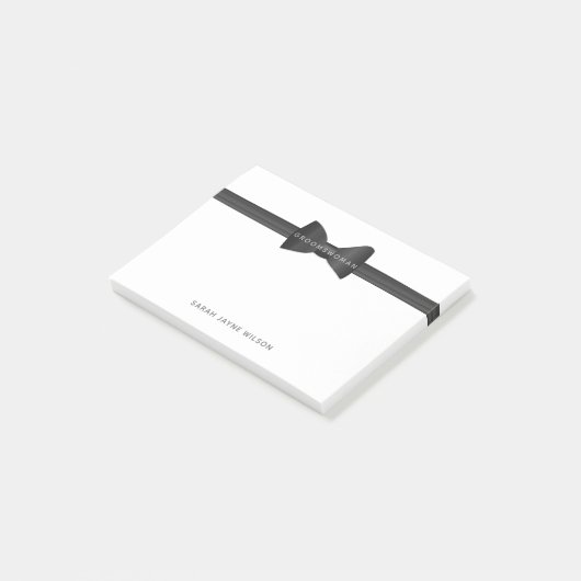 の結婚Bow Tie Groomswoman Post it Notes ポストイット (アングル)