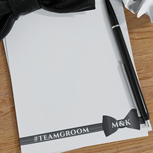 の結婚Bow Tie Monogram Team Groom Notepad ノートパッド