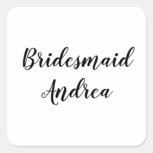 の結婚Bridesmaid 2023シンプル名前をカスタムするモダン スクエアシール