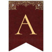 の結婚Burgundy金ゴールド名はヴィンテージエレガントRed バンティングフラッグ (第2の旗)