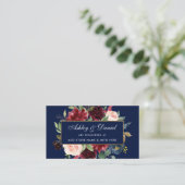 の結婚Burgundy Blueフローラレジストリ挿入カード エンクロージャーカード (スタンド正面)
