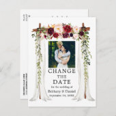 の結婚Canopy Burgundyフローラの日付の変更 ポストカード (正面/裏面)