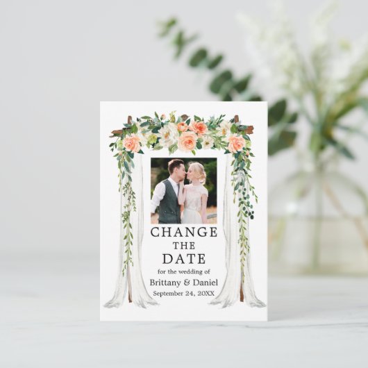 の結婚Canopy Coralフローラの日付の変更 ポストカード (スタンド正面)