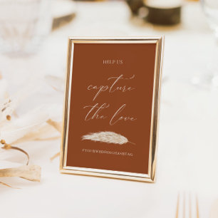 の結婚Capture The Love Hashtag書道サイン 招待状