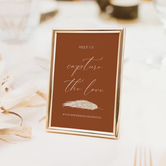 の結婚Capture The Love Hashtag書道サイン 招待状