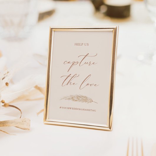 の結婚Capture The Love Hashtag書道サイン 招待状