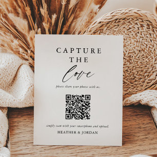 の結婚Capture The Love Photo共有QRコード記号 台座サイン