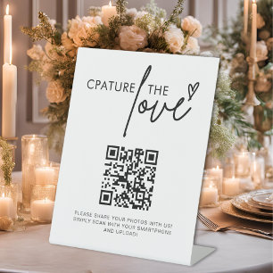 の結婚Capture The Love Photo共有QRコード記号 台座サイン