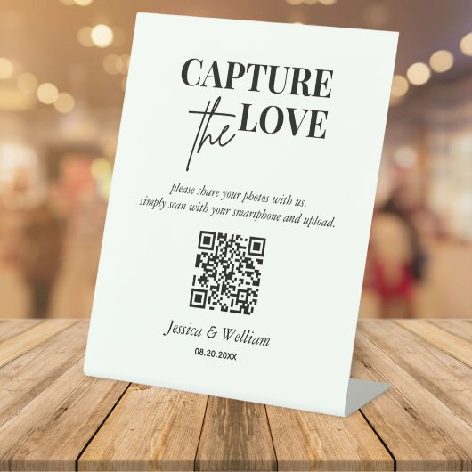 の結婚Capture The Love Photo共有QRコード 台座サイン