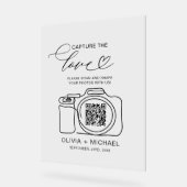 の結婚Capture The Love QR Code Photo共有 アクリルサイン (傾斜)