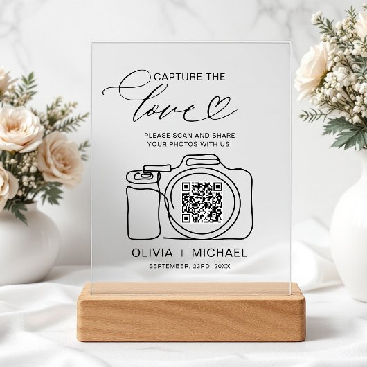 の結婚Capture The Love QR Code Photo共有 アクリルサイン