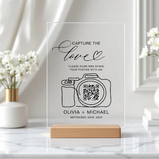 の結婚Capture The Love QR Code Photo共有 アクリルサイン
