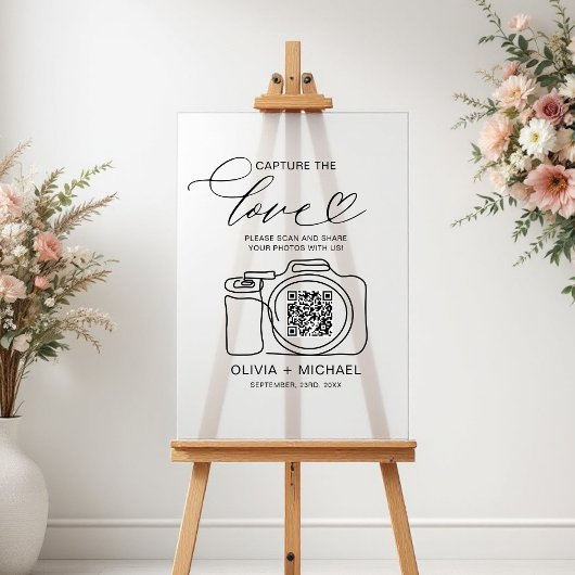 の結婚Capture The Love QR Code Photo共有 アクリルサイン