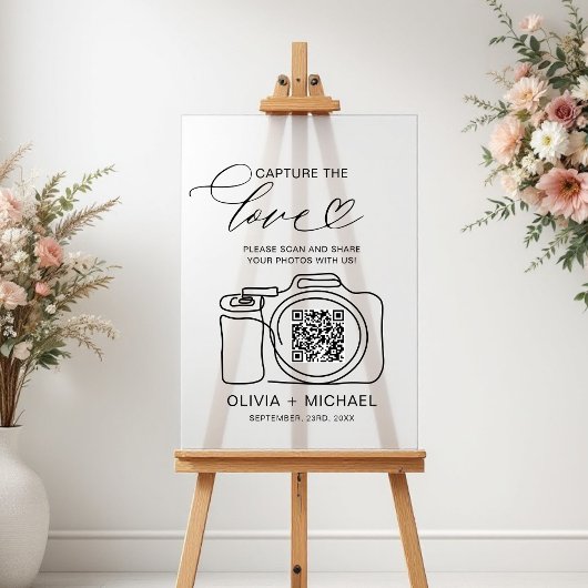 の結婚Capture The Love QR Code Photo共有 アクリルサイン