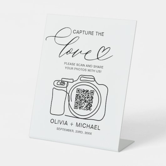 の結婚Capture The Love QR Code Photo共有 台座サイン (正面)