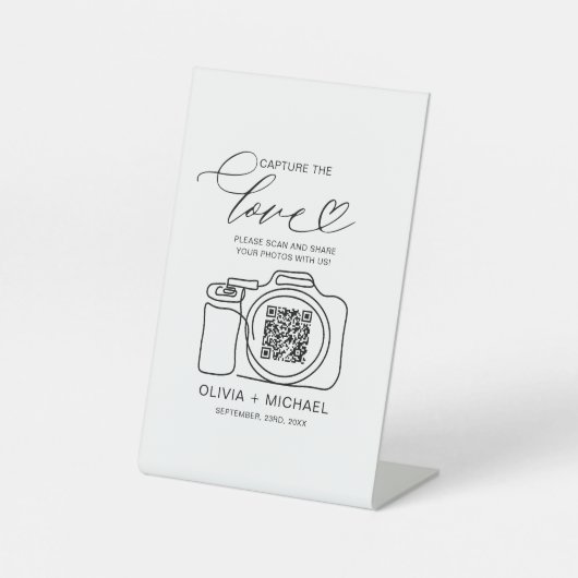 の結婚Capture The Love QR Code Photo共有 台座サイン (正面)