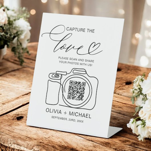 の結婚Capture The Love QR Code Photo共有 台座サイン