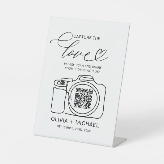 の結婚Capture The Love QR Code Photo共有 台座サイン (正面)