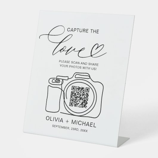 の結婚Capture The Love QR Code Photo共有 台座サイン (正面)