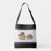 の結婚Cherubs、ハート、白黒の星 クロスボディバッグ (裏面)