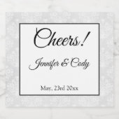 の結婚Damaskエレガントの名前と日付の追加 スパークリングワインラベル (シングルラベル)