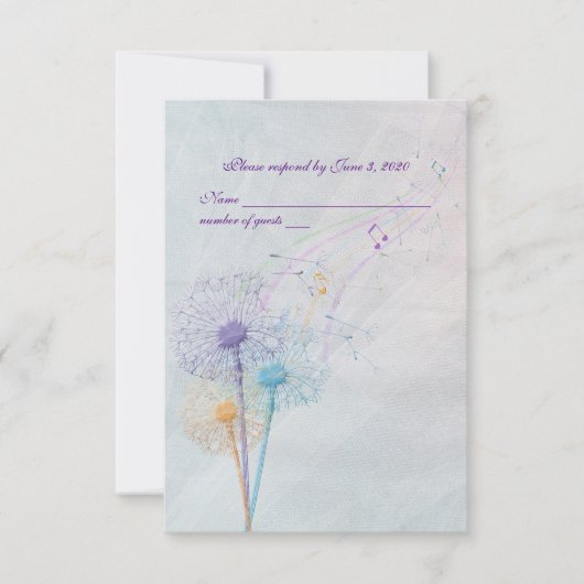 の結婚dandelionと音楽RSVP 出欠カード (正面)