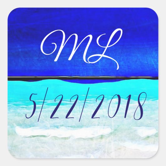 の結婚Date Bride and Groomシール スクエアシール (正面)