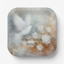 の結婚Doveフローラ紙プレート – カスタマイズ可能 ペーパープレート