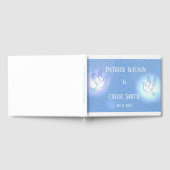 の結婚Dove照明の青い背景 ゲストブック (全面)