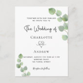 の結婚eucalyptus greenery QRコードRSVP インビテーションポストカード (正面)