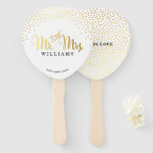 の結婚FANモダン金ゴールドスタイリッシュ紙吹雪mr & mrs ハンドファン (正面&裏面)