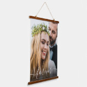 の結婚Forever White Scriptフォトオーバーレイ 吊り下げ型タペストリー (傾斜あり)