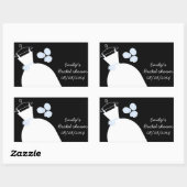 の結婚Gown Blueブライダルシャワー長方形が黒 長方形シール (シート)