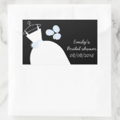 の結婚Gown Blueブライダルシャワー長方形が黒 長方形シール (バッグ)