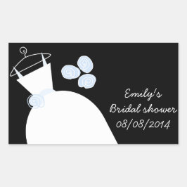 の結婚Gown Blueブライダルシャワー長方形が黒 長方形シール