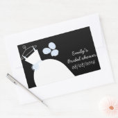 の結婚Gown Blueブライダルシャワー長方形が黒 長方形シール (封筒)