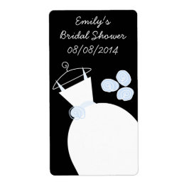 の結婚Gown Blue 'ブライダルシャワー'ラベル黒 ラベル