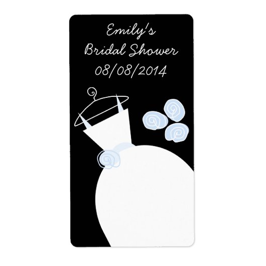 の結婚Gown Blue 'ブライダルシャワー'ラベル黒 ラベル (正面)