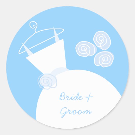 の結婚Gown Blue 'Names'ステッカー丸 ラウンドシール (正面)