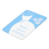 の結婚Gown Blue 'Names and Date'冷蔵庫用マグネット マグネット (左側)