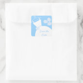 の結婚Gown Blue 'Save the Date'ステッカー正方形 スクエアシール (バッグ)