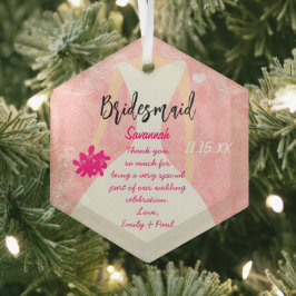 の結婚Gown Bridesmaidが背景色を選択 ガラスオーナメント