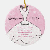 の結婚Gown Bridesmaidが背景色を選択 セラミックオーナメント (正面)