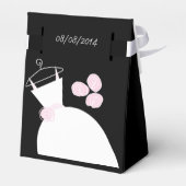 の結婚Gown Pinkの好意ボックス黒のテント フェイバーボックス (裏面サイド)