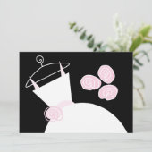 の結婚Gown Pinkブライダルシャワー招待ブラック 招待状 (スタンド正面)