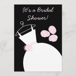 の結婚Gown Pinkブライダルシャワー招待ブラック 招待状