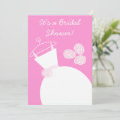 の結婚Gown Pinkブライダルシャワー招待白 招待状 (スタンド正面)