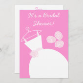 の結婚Gown Pinkブライダルシャワー招待白 招待状 (正面/裏面)